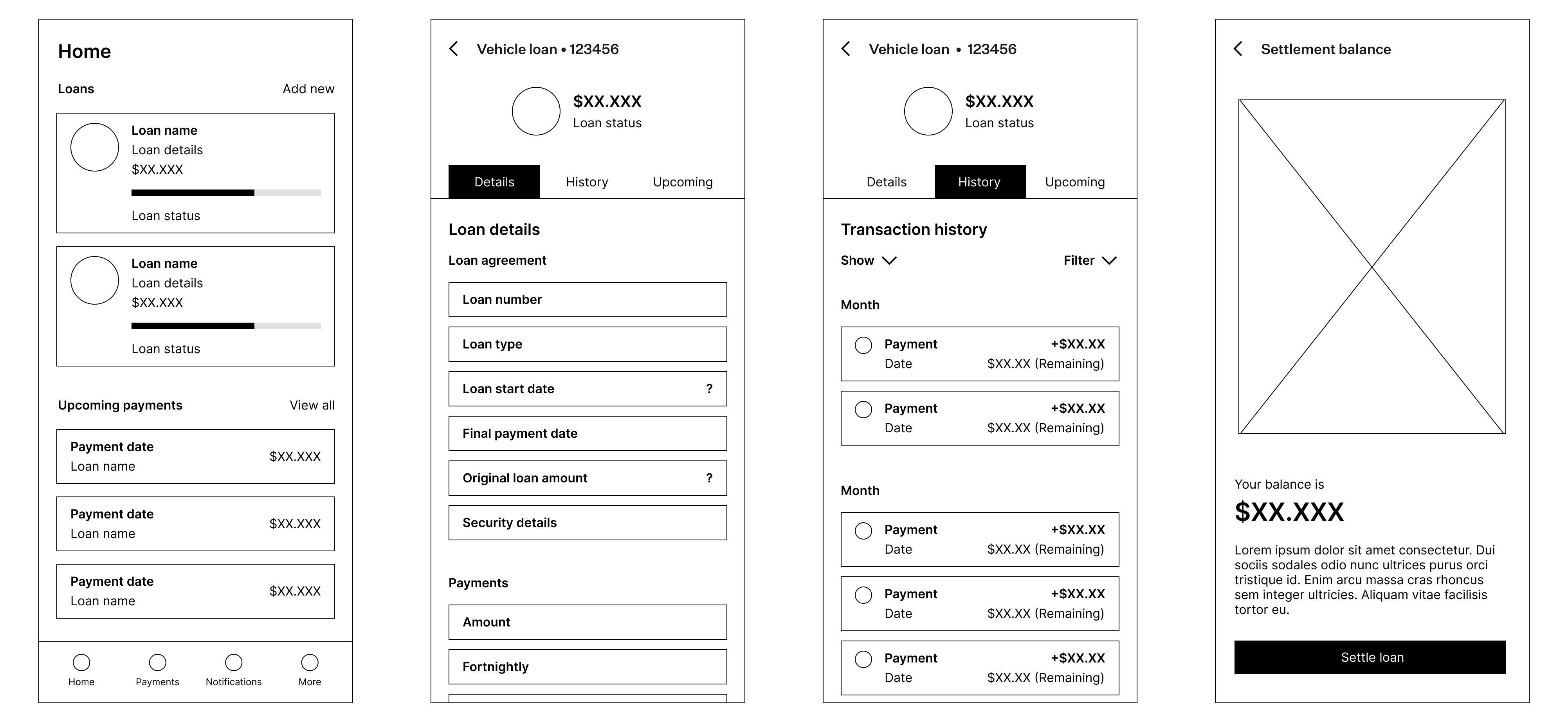 Avanti Customer App Wireframe