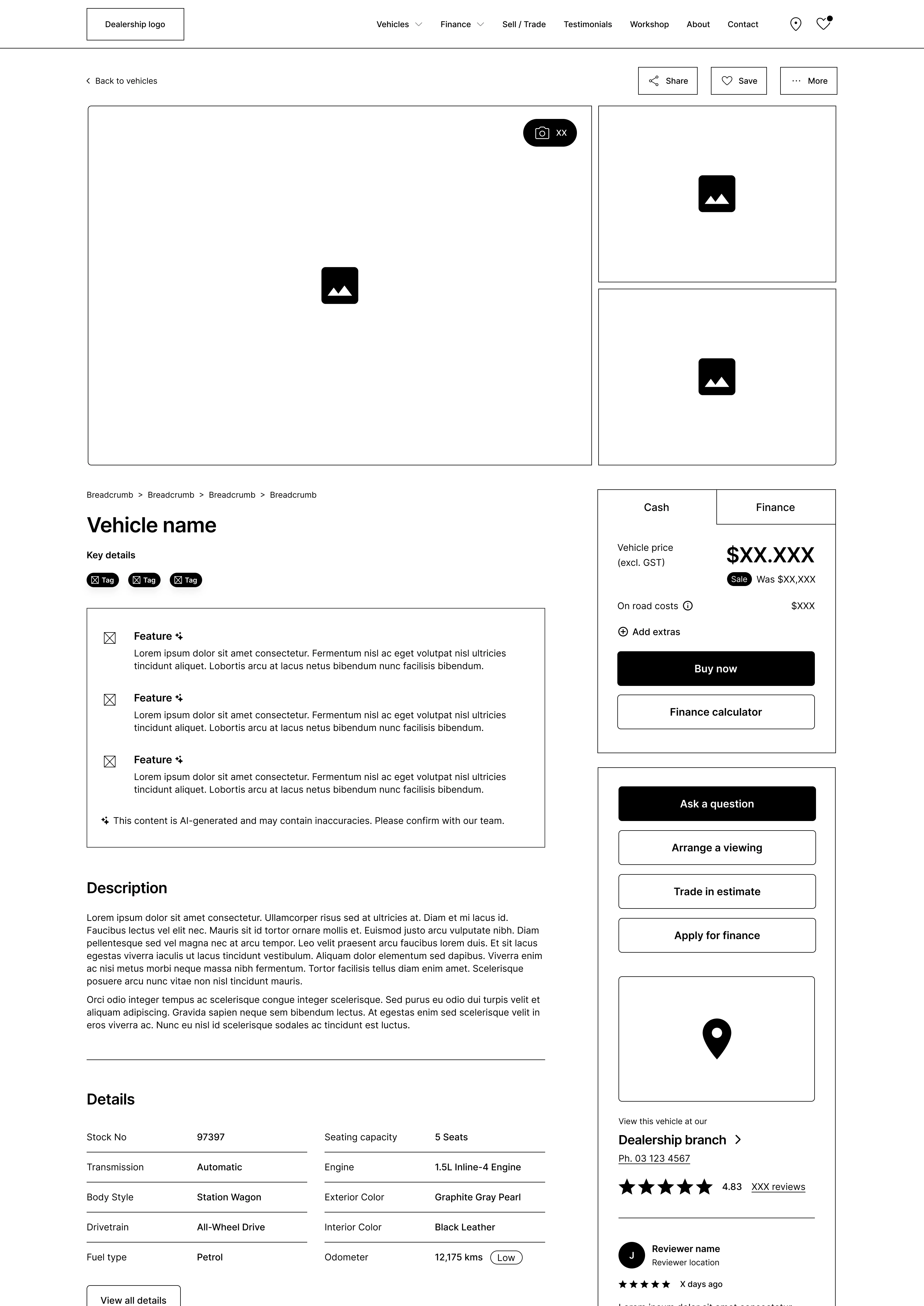 Avanti Customer App Wireframe